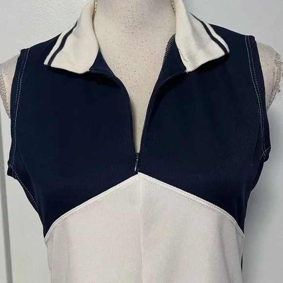 K Swiss • White Navy Quarter Zip Tennis Dress - Picture 4 of 6